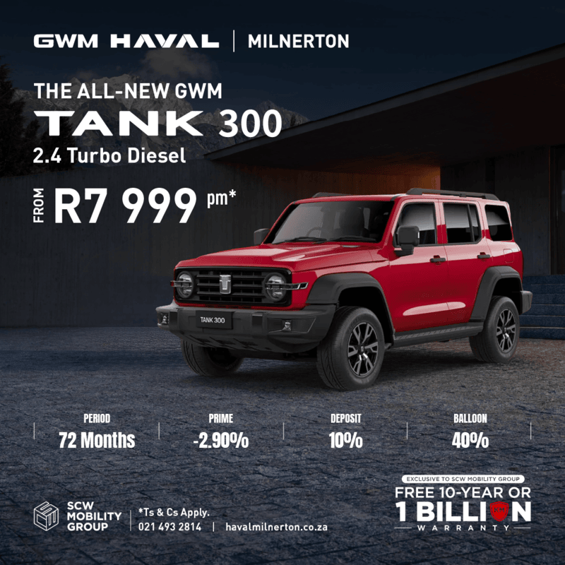 GWM Tank 300 from R7 999pm*