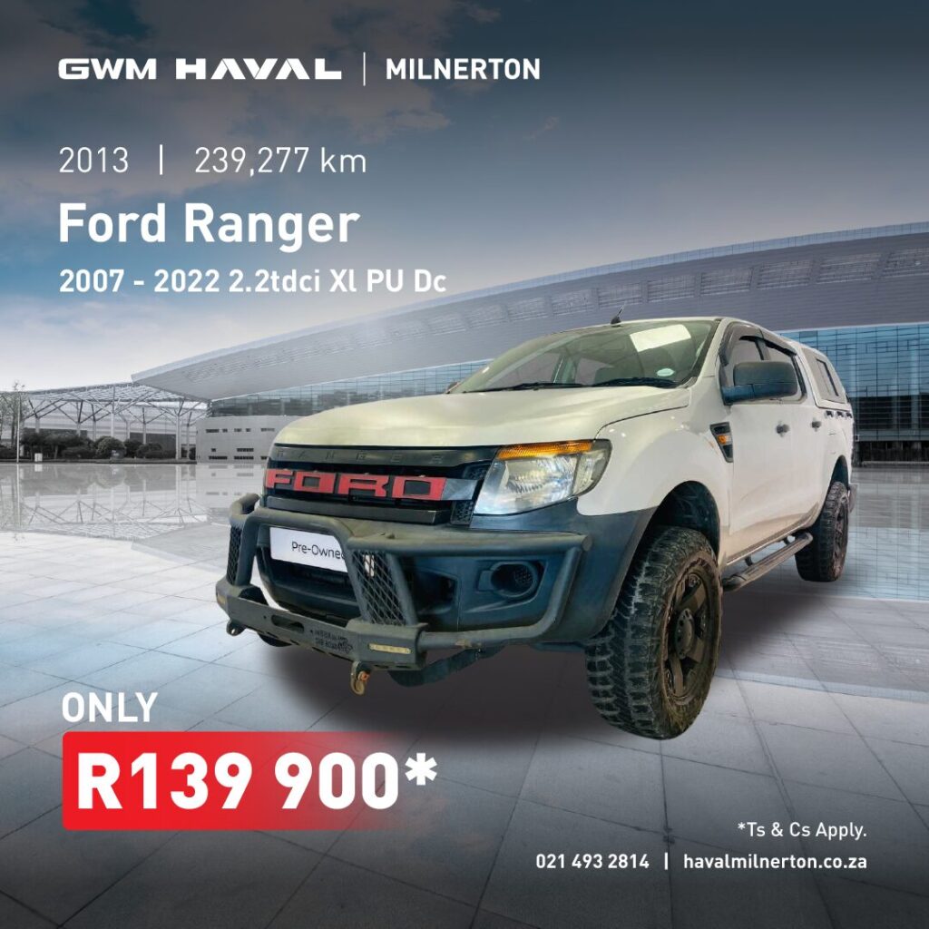 2013 Ford Ranger 2.2TDCI XL PU DC now only R139 900*