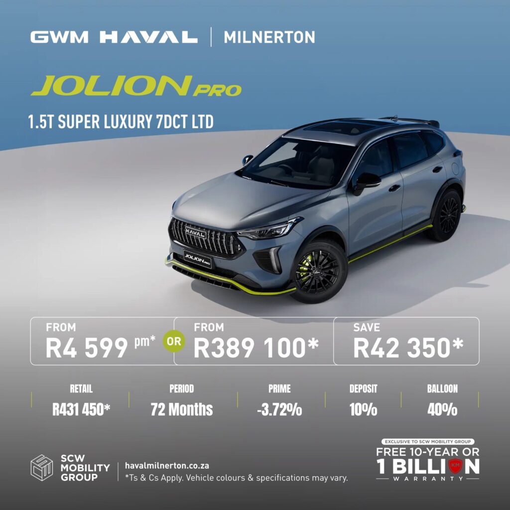 Haval Jolion Pro Super Luxury LTD from R4 599pm*