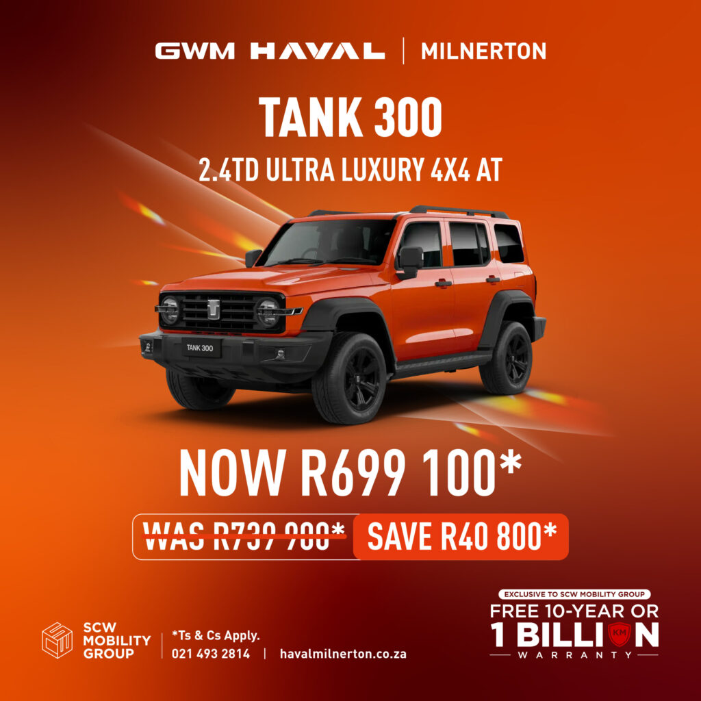 Tank 300 2.4TD Ultra Luxury 4x4 AT now R699 100*