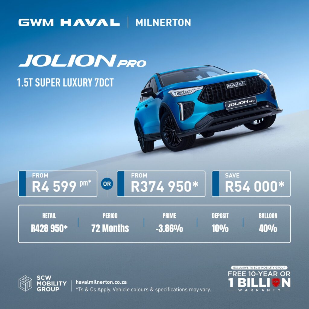 Jolion Pro Super Luxury from R4 599 or R374 950*